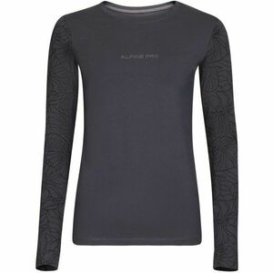 ALPINE PRO OPESA Tricou din bumbac cu mânecă lungă pentru femei, gri închis, mărime imagine