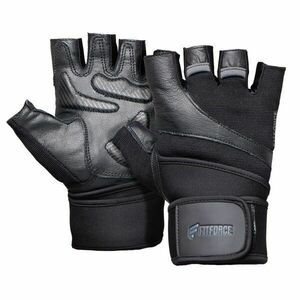 Fitforce LINEAR Mănuși fitness piele, negru, mărime imagine