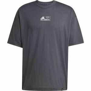adidas GFX TEE GLOB Tricou sport bărbați, gri închis, mărime imagine