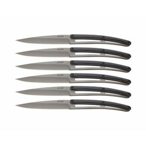 Set de 6 cuțite Deejo Table gri titan mâner lemn de abanos imagine