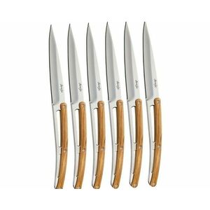 Set de 6 cuțite Deejo Table lucioase lemn de măslin lamă ascuțită imagine