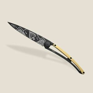 Cuțit pliabil Deejo GOLD Tattoo 23kt yellow gold Good Luck imagine