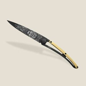 Cuțit pliabil Deejo GOLD Tattoo 23kt yellow gold Lion imagine