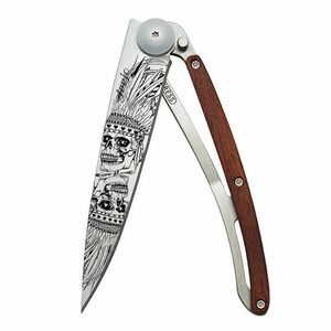 Cuțit pliabil Deejo Tattoo indian skull coral wood imagine