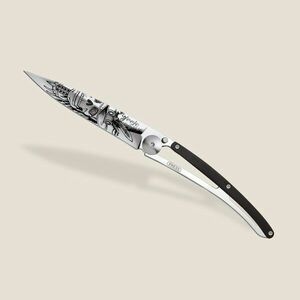 Cuțit pliabil Deejo Tattoo Mirror ebony wood Dandy Skull imagine