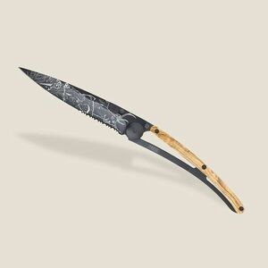 Cuțit pliabil Deejo Tattoo Serration olive wood Hunting Scene imagine